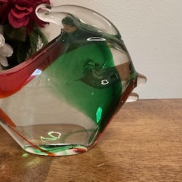 Murano Style Art Glass Fish – Red and Green Aventurine Sculpture - Picture 2 of 6